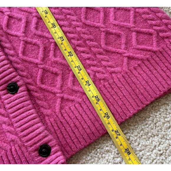 Talbots Boyfriend Cardigan Sweater Cable Knit Soft Winter Berry Pink S Petite - Picture 8 of 8